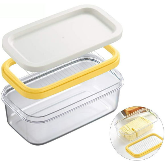 Porcelain Airtight Butter Dish -Also Keeper for Cream Cheese Dishwasher Safe Candy Foods Salad Red Spots Cake Butter Dish with Lid and Butter Cutter